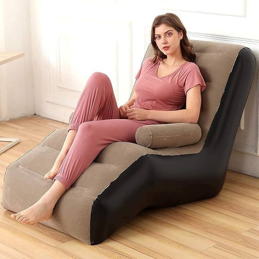 Inflatable Sofa Couch, Wailicop Inflatable Flocking Backrest