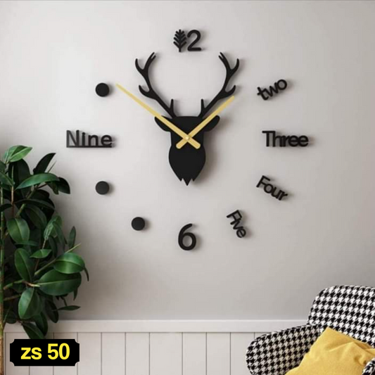 Large 3D DIY Wall Clock: Deer Diy Clock