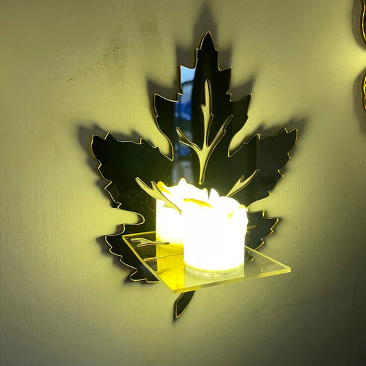 Golden Acrylic DIY Mini Leaves Shelves Wall Decor